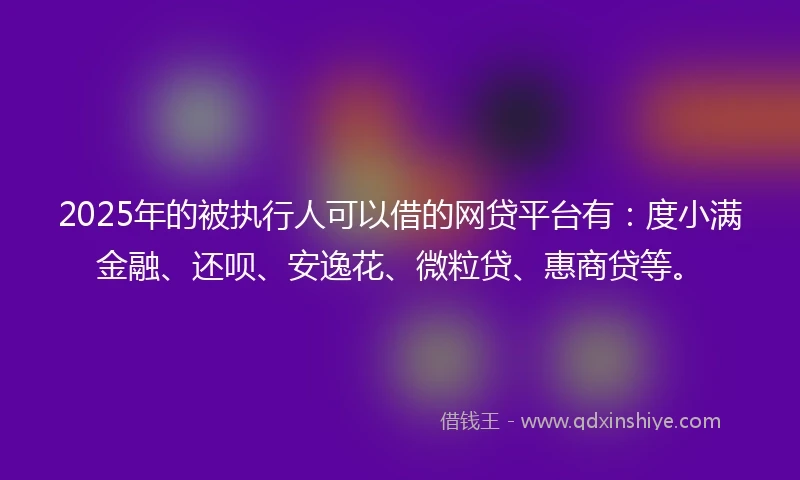 2025年的被执行人可以借的网贷平台有：度小满金融、还呗、安逸花、微粒贷、惠商贷等。
