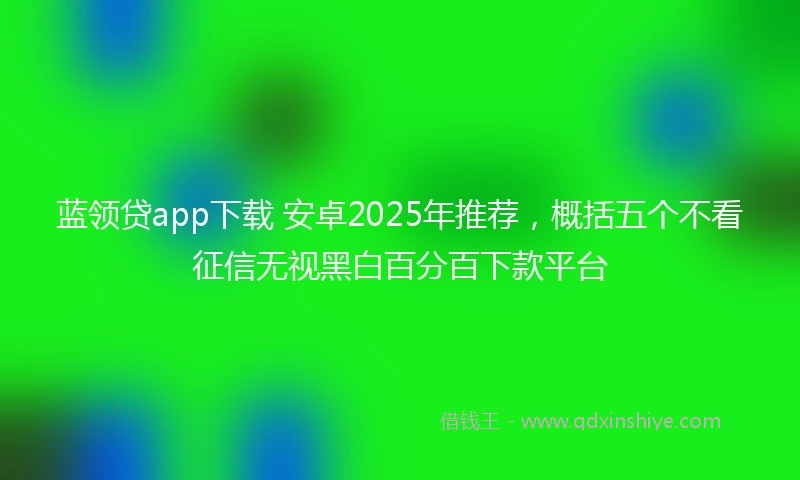 蓝领贷app下载 安卓2025年推荐，概括五个不看征信无视黑白百分百下款平台