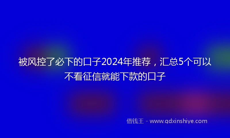 被风控了必下的口子2024年推荐，汇总5个可以不看征信就能下款的口子