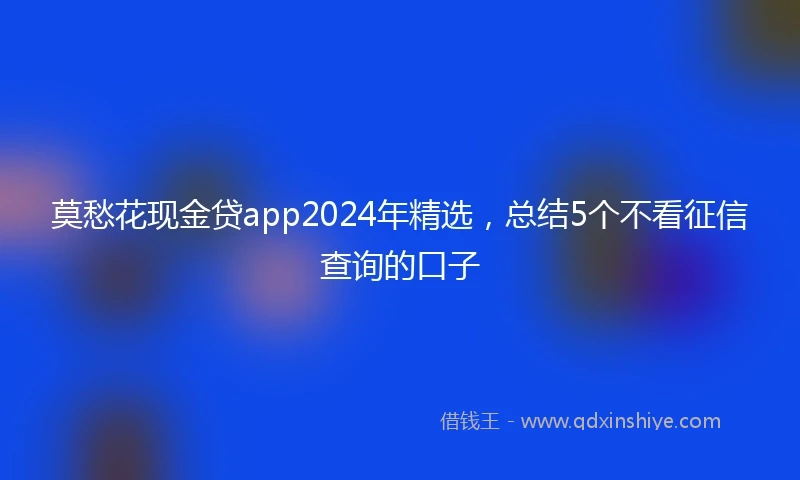 莫愁花现金贷app2024年精选，总结5个不看征信查询的口子