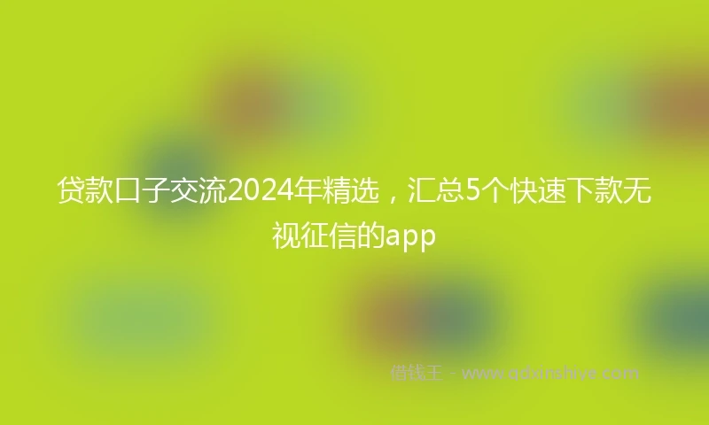 贷款口子交流2024年精选，汇总5个快速下款无视征信的app