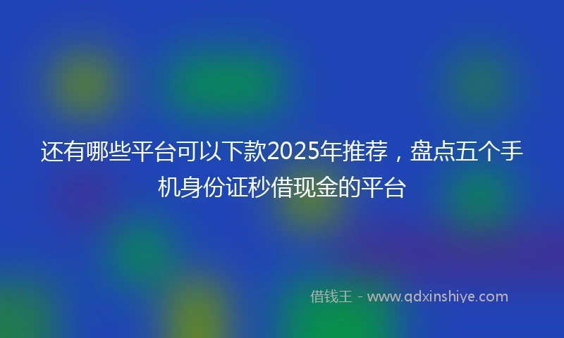 还有哪些平台可以下款2025年推荐，盘点五个手机身份证秒借现金的平台