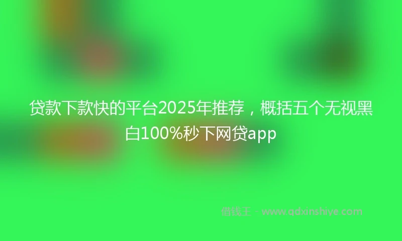 贷款下款快的平台2025年推荐，概括五个无视黑白100%秒下网贷app