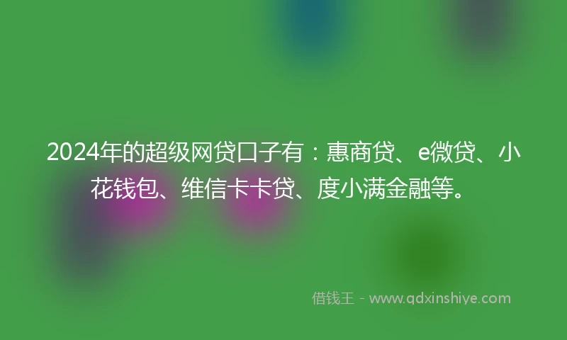 2024年的超级网贷口子有：惠商贷、e微贷、小花钱包、维信卡卡贷、度小满金融等。