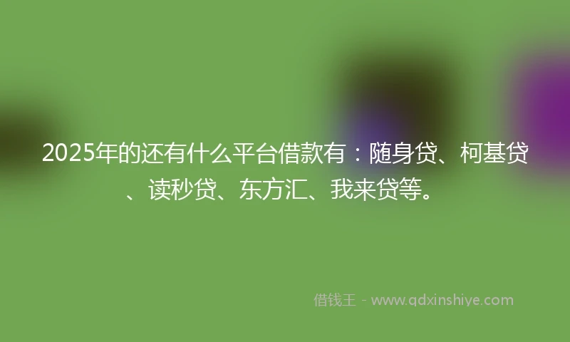 2025年的还有什么平台借款有：随身贷、柯基贷、读秒贷、东方汇、我来贷等。