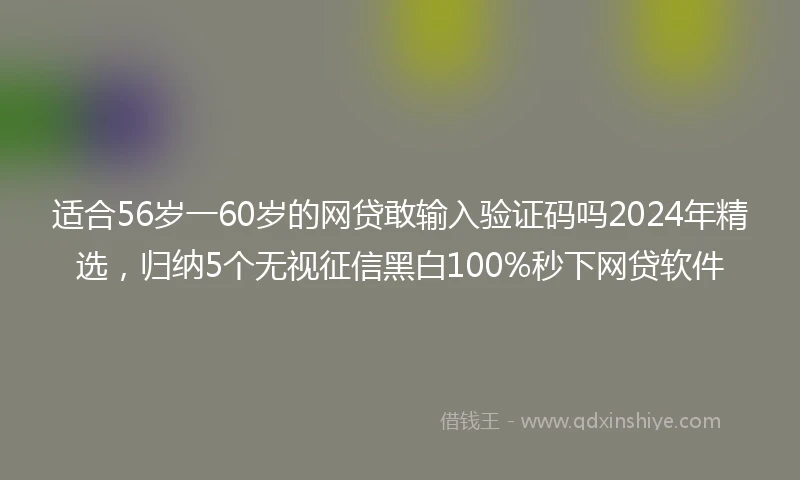 适合56岁一60岁的网贷敢输入验证码吗2024年精选，归纳5个无视征信黑白100%秒下网贷软件