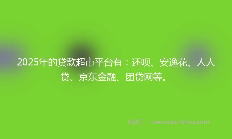 2025年的贷款超市平台有：还呗、安逸花、人人贷、京东金融、团贷网等。