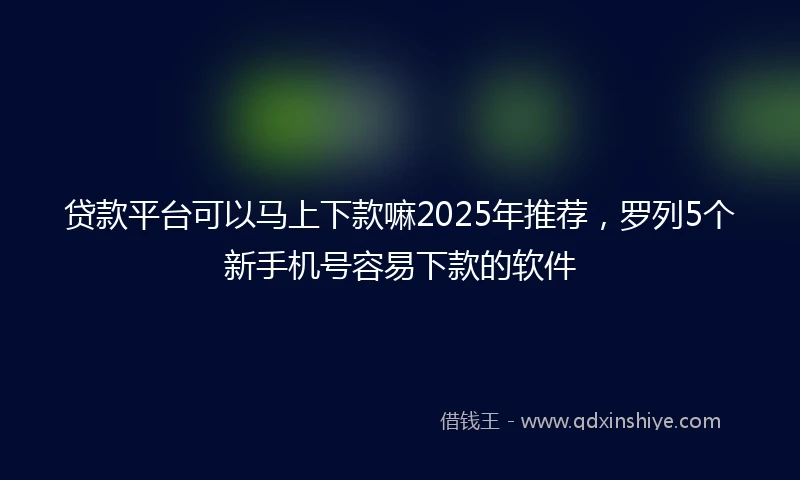 贷款平台可以马上下款嘛2025年推荐，罗列5个新手机号容易下款的软件