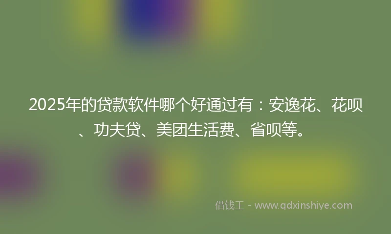 2025年的贷款软件哪个好通过有：安逸花、花呗、功夫贷、美团生活费、省呗等。