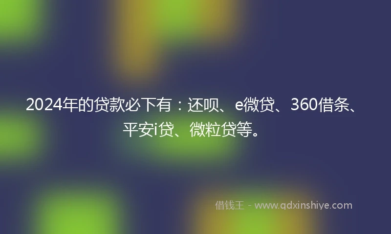 2024年的贷款必下有：还呗、e微贷、360借条、平安i贷、微粒贷等。