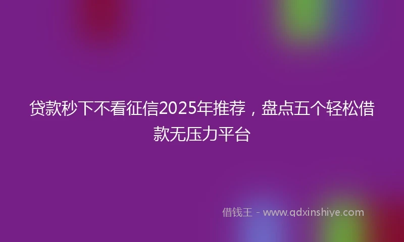 贷款秒下不看征信2025年推荐，盘点五个轻松借款无压力平台
