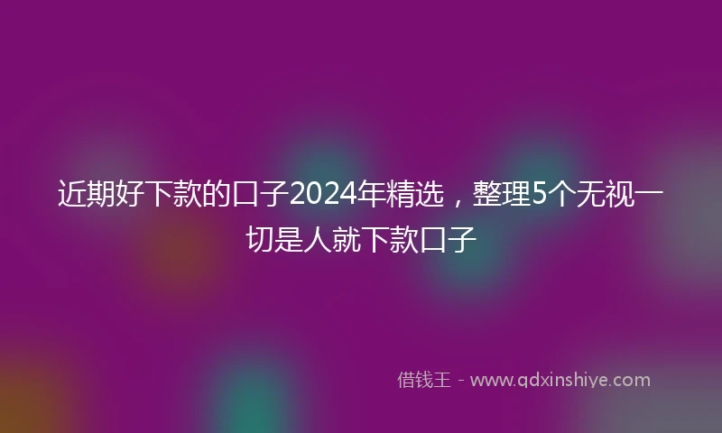 近期好下款的口子2024年精选，整理5个无视一切是人就下款口子