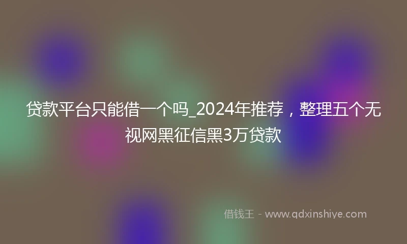 贷款平台只能借一个吗_2024年推荐，整理五个无视网黑征信黑3万贷款