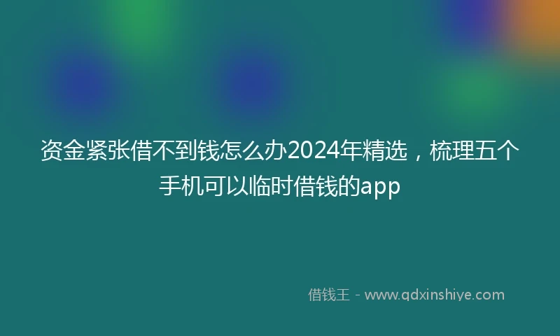 资金紧张借不到钱怎么办2024年精选，梳理五个手机可以临时借钱的app