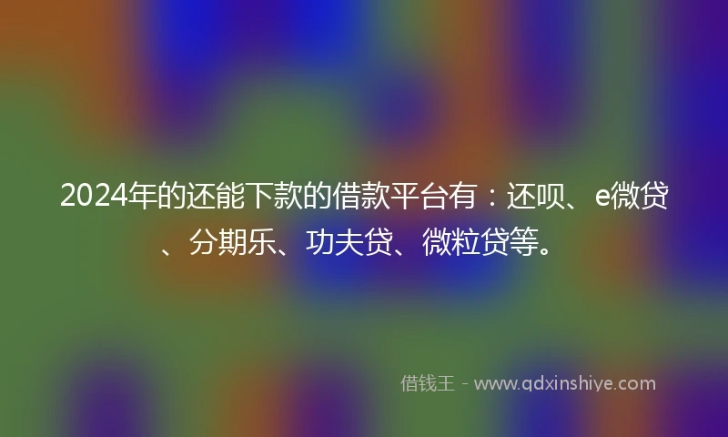 2024年的还能下款的借款平台有：还呗、e微贷、分期乐、功夫贷、微粒贷等。