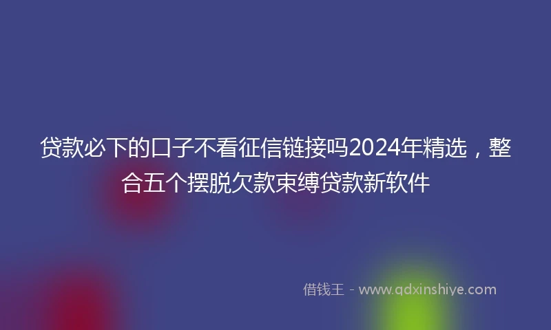 贷款必下的口子不看征信链接吗2024年精选，整合五个摆脱欠款束缚贷款新软件