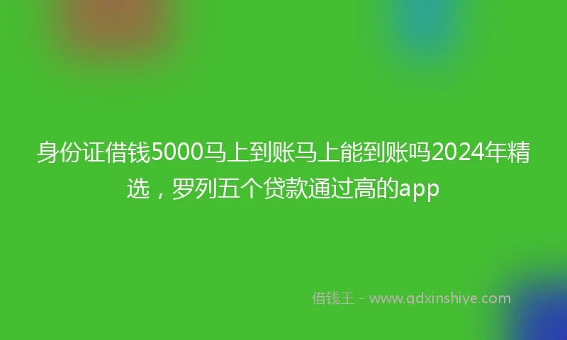 身份证借钱5000马上到账马上能到账吗2024年精选，罗列五个贷款通过高的app