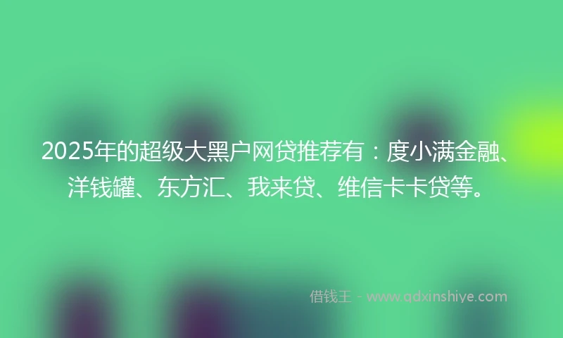 2025年的超级大黑户网贷推荐有：度小满金融、洋钱罐、东方汇、我来贷、维信卡卡贷等。