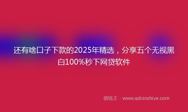 还有啥口子下款的2025年精选，分享五个无视黑白100%秒下网贷软件
