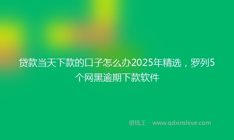 贷款当天下款的口子怎么办2025年精选，罗列5个网黑逾期下款软件