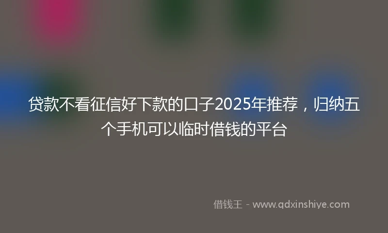 贷款不看征信好下款的口子2025年推荐，归纳五个手机可以临时借钱的平台