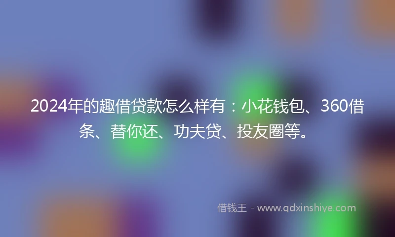 2024年的趣借贷款怎么样有：小花钱包、360借条、替你还、功夫贷、投友圈等。