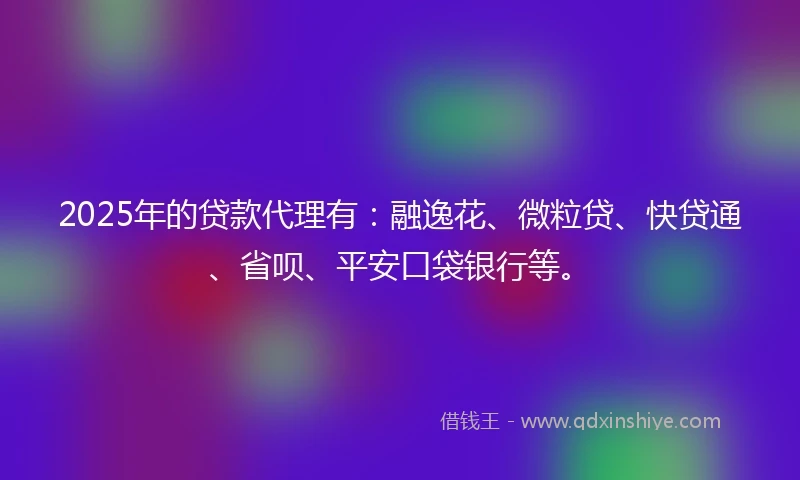 2025年的贷款代理有：融逸花、微粒贷、快贷通、省呗、平安口袋银行等。