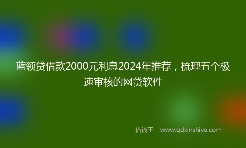 蓝领贷借款2000元利息2024年推荐，梳理五个极速审核的网贷软件