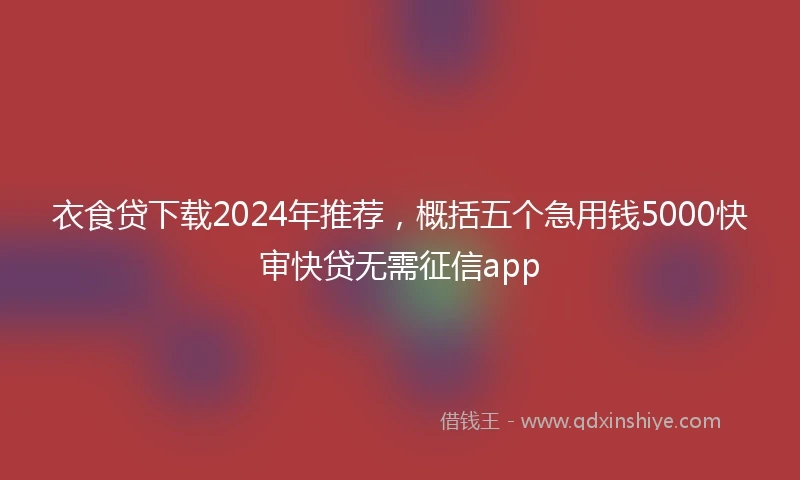 衣食贷下载2024年推荐，概括五个急用钱5000快审快贷无需征信app