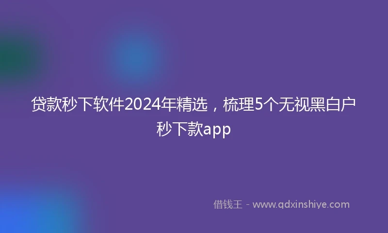 贷款秒下软件2024年精选，梳理5个无视黑白户秒下款app