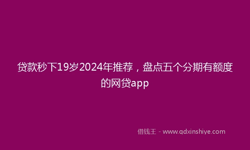 贷款秒下19岁2024年推荐，盘点五个分期有额度的网贷app