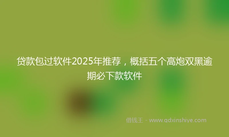 贷款包过软件2025年推荐，概括五个高炮双黑逾期必下款软件