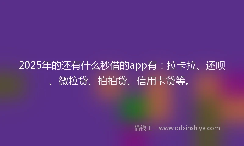 2025年的还有什么秒借的app有：拉卡拉、还呗、微粒贷、拍拍贷、信用卡贷等。