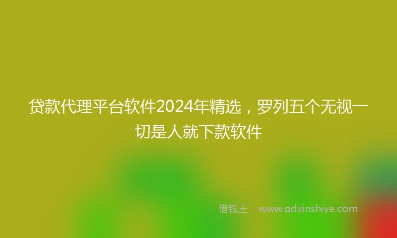 贷款代理平台软件2024年精选，罗列五个无视一切是人就下款软件