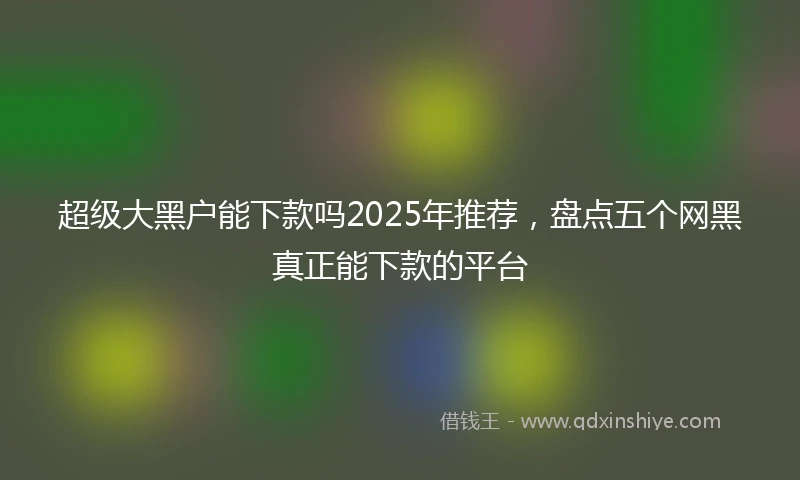 超级大黑户能下款吗2025年推荐，盘点五个网黑真正能下款的平台