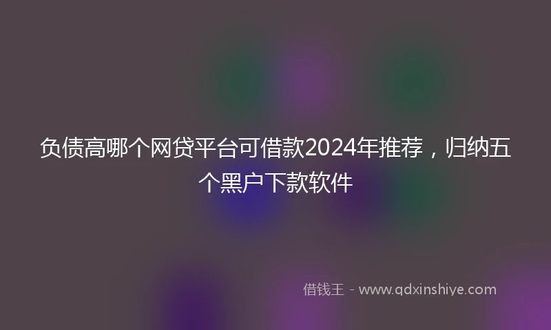 负债高哪个网贷平台可借款2024年推荐，归纳五个黑户下款软件