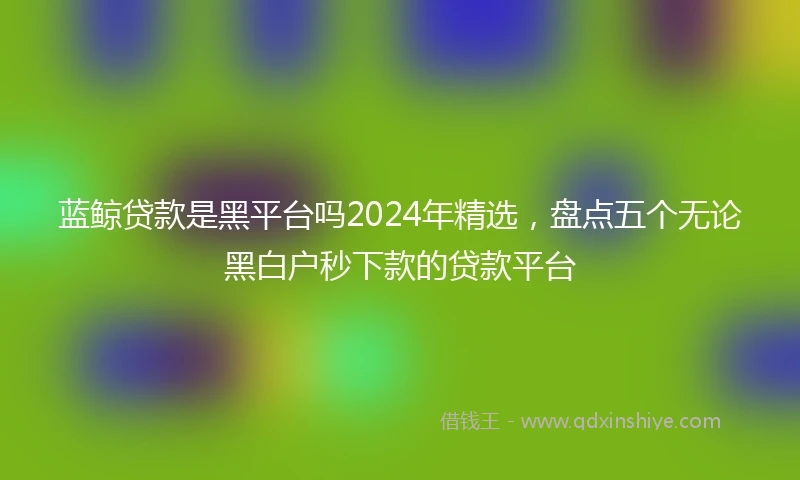 蓝鲸贷款是黑平台吗2024年精选，盘点五个无论黑白户秒下款的贷款平台