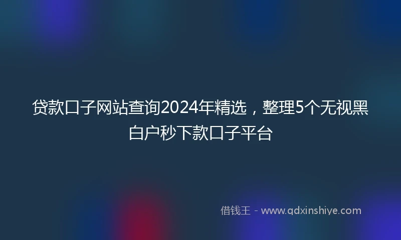 贷款口子网站查询2024年精选，整理5个无视黑白户秒下款口子平台