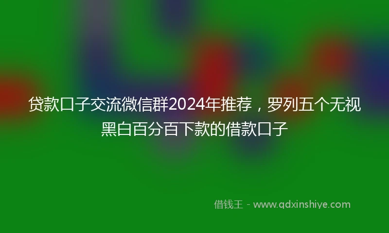 贷款口子交流微信群2024年推荐，罗列五个无视黑白百分百下款的借款口子