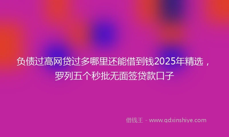 负债过高网贷过多哪里还能借到钱2025年精选，罗列五个秒批无面签贷款口子