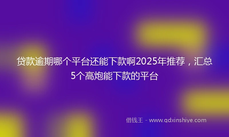 贷款逾期哪个平台还能下款啊2025年推荐，汇总5个高炮能下款的平台