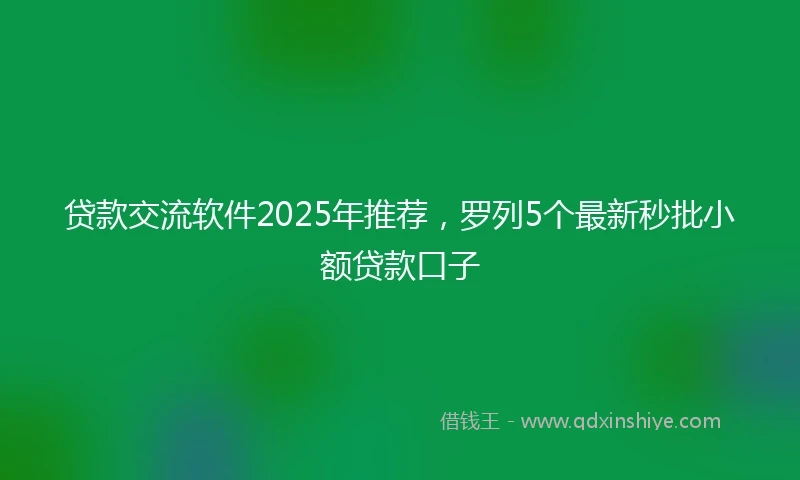 贷款交流软件2025年推荐，罗列5个最新秒批小额贷款口子