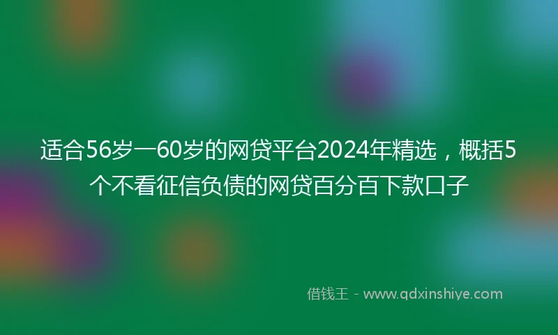 适合56岁一60岁的网贷平台2024年精选，概括5个不看征信负债的网贷百分百下款口子