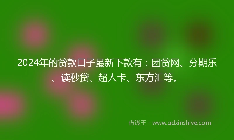 2024年的贷款口子最新下款有：团贷网、分期乐、读秒贷、超人卡、东方汇等。
