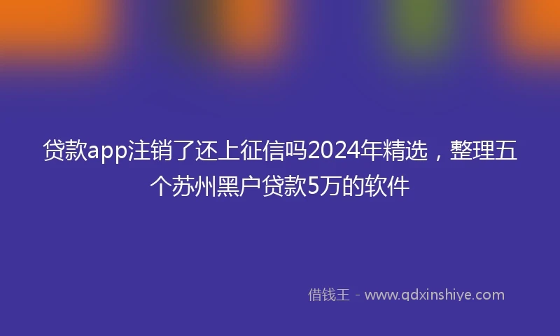 贷款app注销了还上征信吗2024年精选，整理五个苏州黑户贷款5万的软件