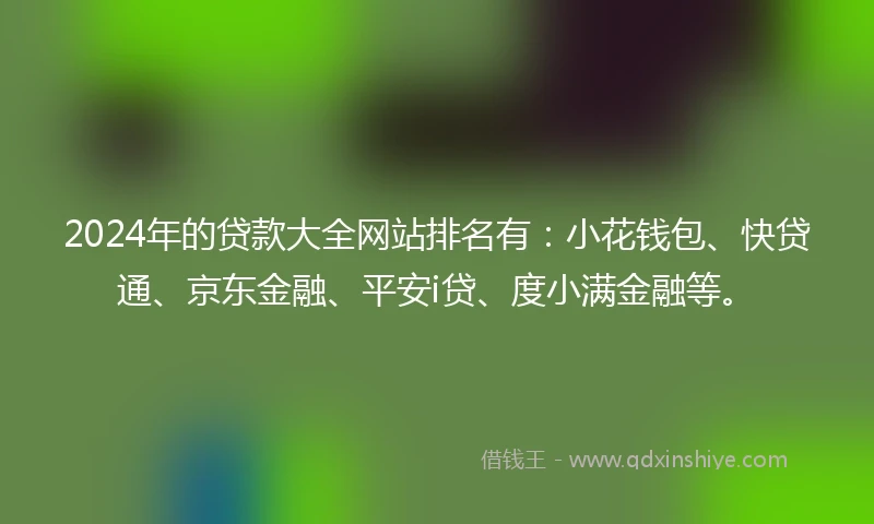 2024年的贷款大全网站排名有：小花钱包、快贷通、京东金融、平安i贷、度小满金融等。