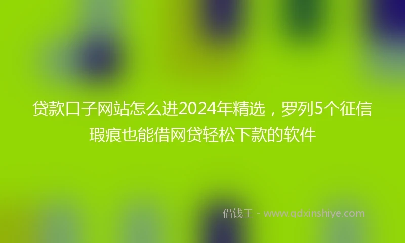 贷款口子网站怎么进2024年精选，罗列5个征信瑕疵也能借网贷轻松下款的软件