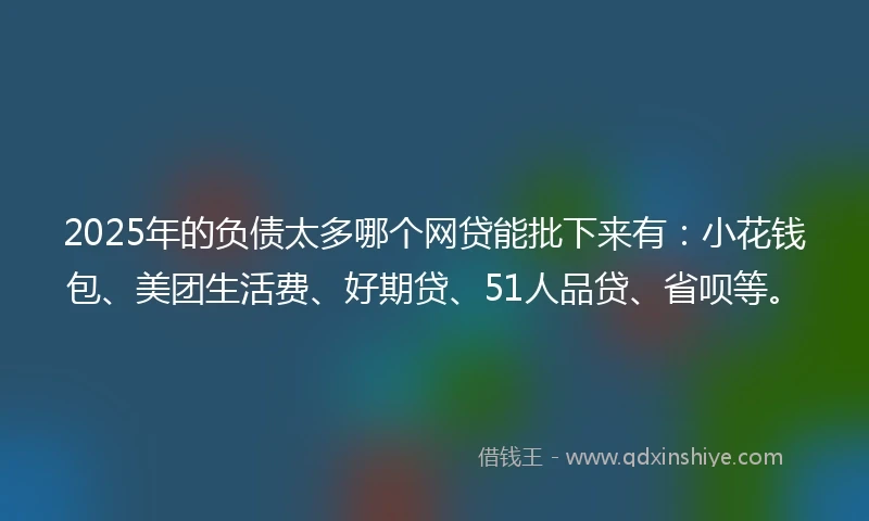 2025年的负债太多哪个网贷能批下来有：小花钱包、美团生活费、好期贷、51人品贷、省呗等。