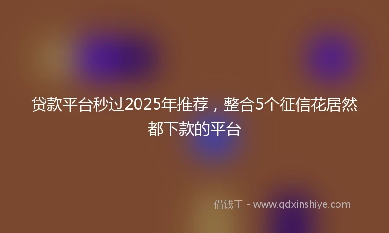 贷款平台秒过2025年推荐，整合5个征信花居然都下款的平台