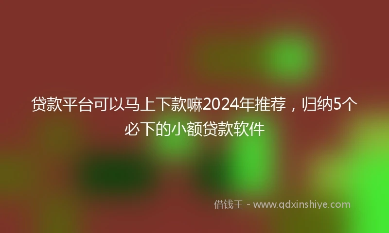 贷款平台可以马上下款嘛2024年推荐，归纳5个必下的小额贷款软件